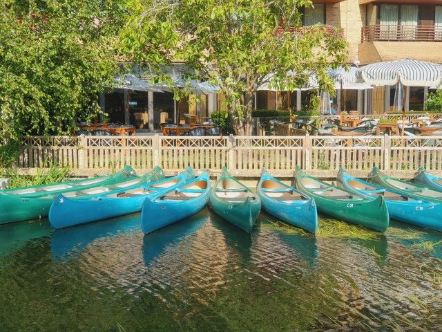 Punting Station - boats on the River Cam on the way from Cambridge to Grantchester 