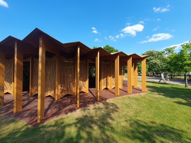 Serpentine Pavilion 2023 by Lina Ghotmeh at the Serpentine Gallery in Hyde Park, London