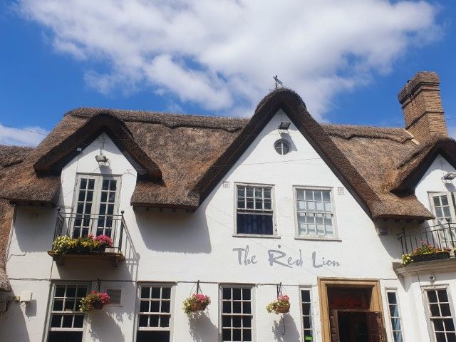 The Red Lion Pub in Grantchester - a traditional English cottage style with thatched roofs